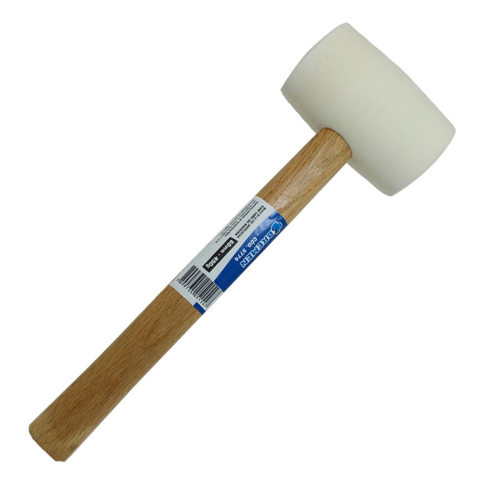 MARTELO DE BORRACHA BRANCA60MM 550G CABO MADEIRA