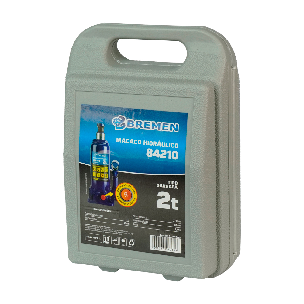 MACACO HIDR MANUAL 2 TON MOD GARRAFA C/ MALETA C/ VALVULA