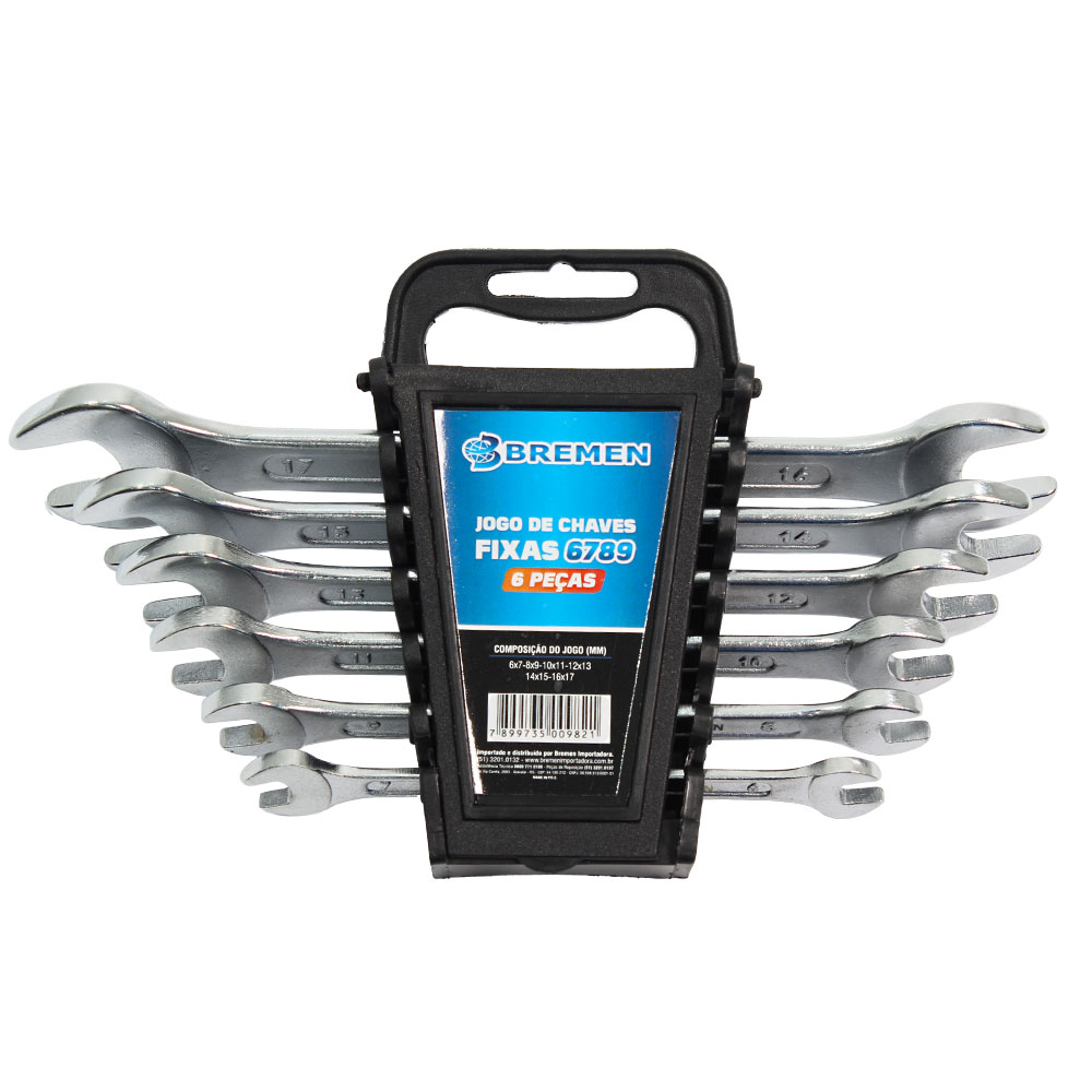 JOGO DE CHAVE FIXA 06 PECAS EMCRV - ( 6X7MM ATE 16X17MM)
