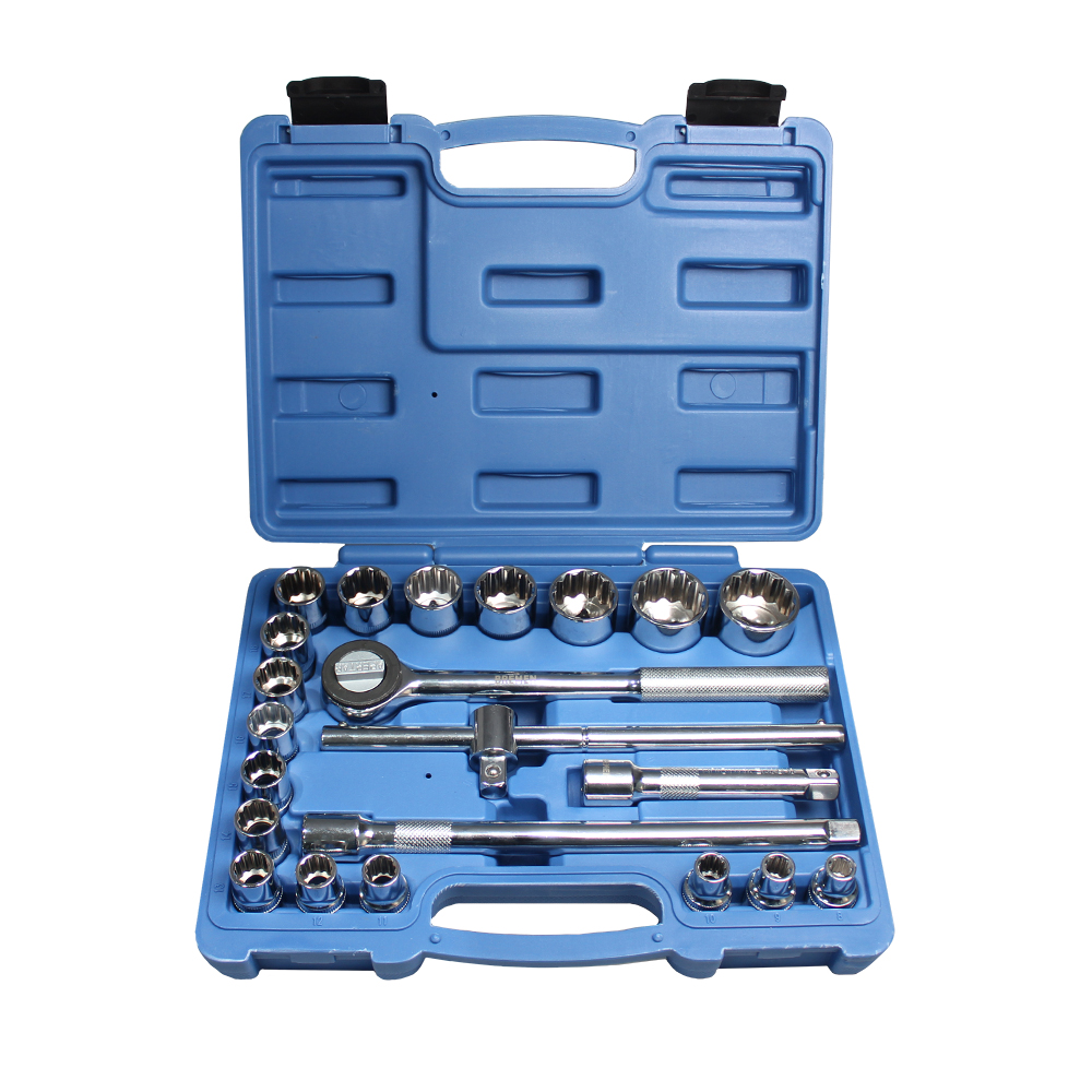 KIT SOQUETES ESTRIADO MM 22PCS ENCAIXE 1/2 8 A 32 MM CV