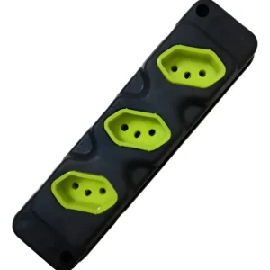 TOMADA EM BARRA ROBUST 3 TOMADAS PRETO/VERDE