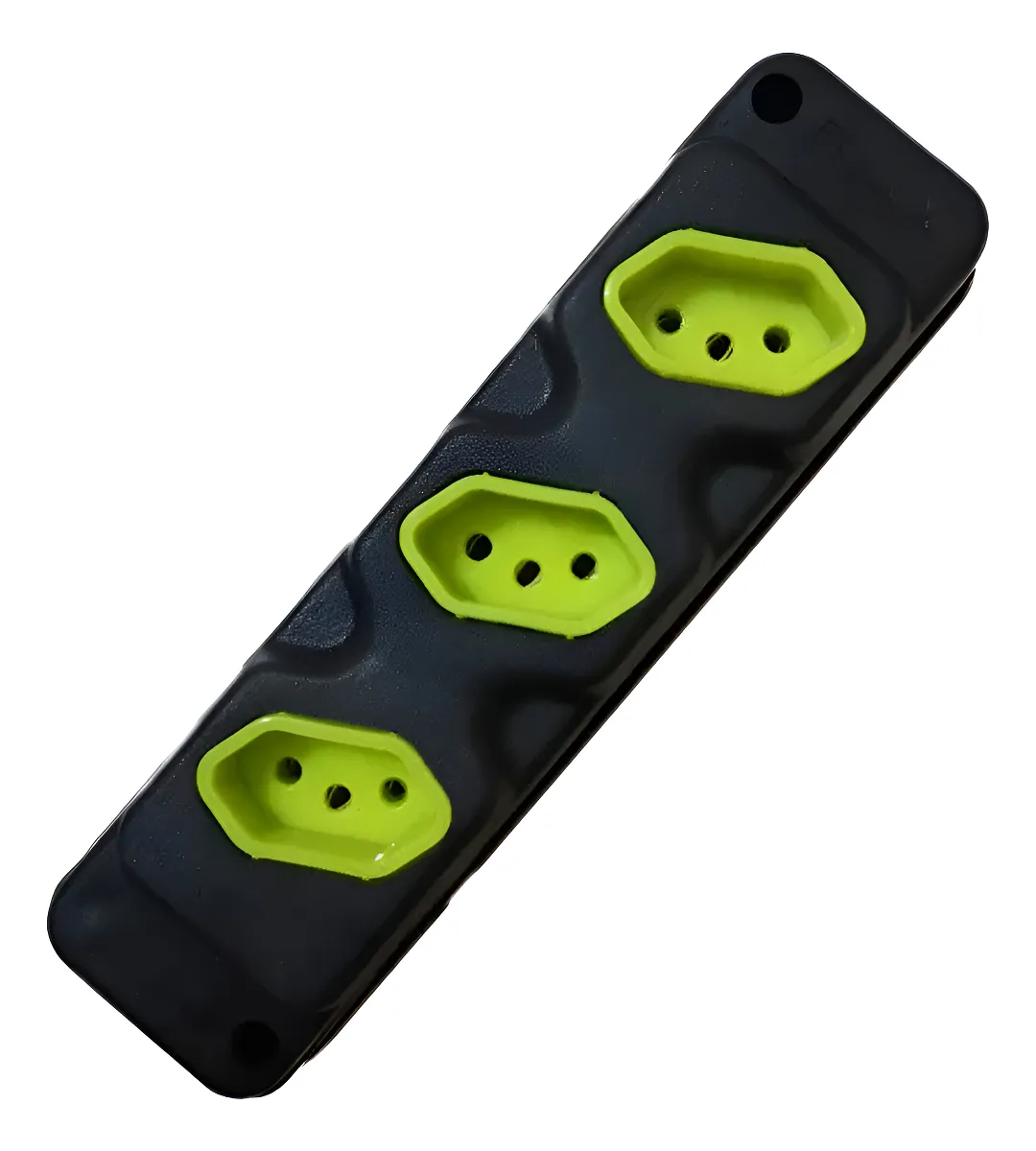 TOMADA EM BARRA ROBUST 3 TOMADAS PRETO/VERDE