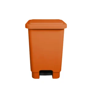 LIXEIRA RETANGULAR 50L - C/PEDAL E TAMPA - LARANJA