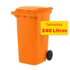 LIXEIRA C/ RODAS S/ TAMPA - 240L LARANJA