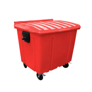 CONTEINER 1000L VERMELHO C/ TAMPA RODAS