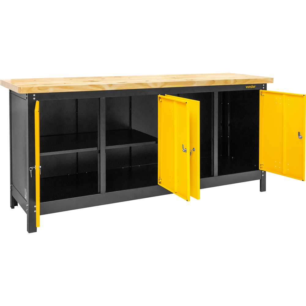 BANCADA INDUSTRIAL FECHADA COM 4 PORTAS E 1 PRATELEIRA INTERNA  2.00 X 0.60 X 0.90