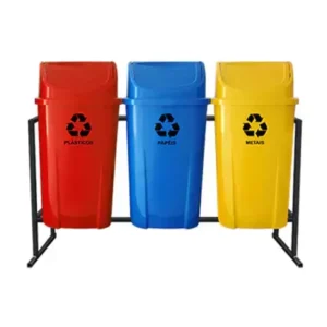 CJ COLETA SELETIVA TRES LIXEIRAS NO SUP - 60L C/ TAMPA VV